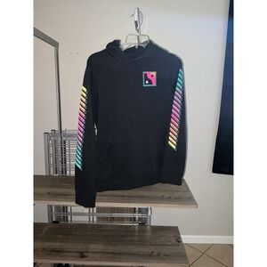 Urban Pipeline XL Black Hoodie Rainbow Graphic Sleeves Modern Retro Style